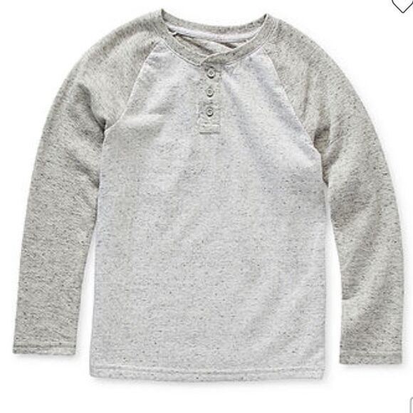 Thereabouts Little & Big Boys Grey Long Sleeve Henley Shirt - Picture 1 of 1